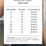 Gaine Latex Guide des tailles