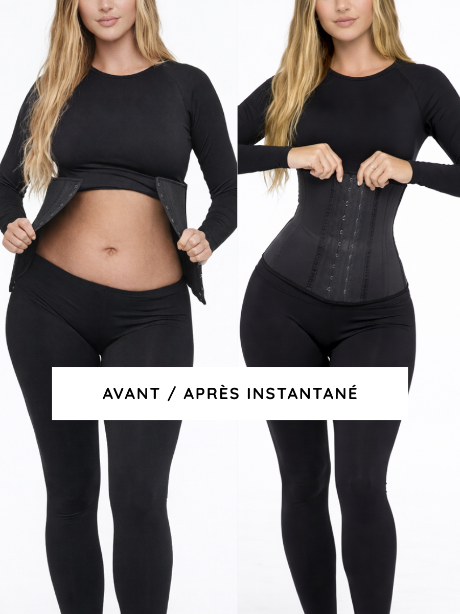 avant apres Gaine latex ventre plat